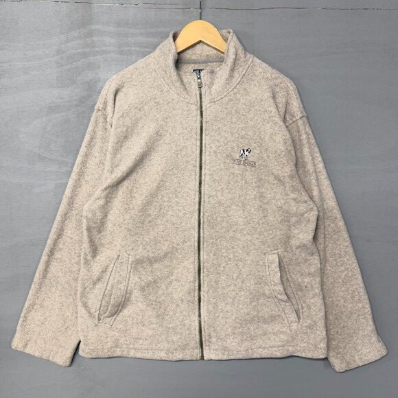Vintage Polar‎ Big Dogs Zip Up Beige Fleece Sweater Medium - Picture 1 of 5